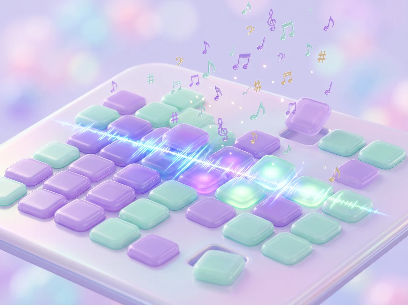Sound wave passing through a grid of puzzle tiles